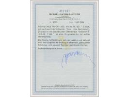 1900, Reichspost 5 M., Type I ohne Nachmalung, sauber gestempelt und in tadelloser Erhaltung, Fotoattest Jäschke-L. BPP (2004