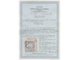 2 Gr. grauultramarin mit Plattenfehler “linke Wertziffer 2 gebrochen sowie Punkt unter C in REICHS” (Feld 20) mit DKr. “WOLFE