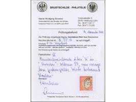 2 Kr. ziegelrot mit Plattenfehler “Innenkreisbruch über K von KREUZER”, mi klarem DKr. “PFORZHEIM 14,JAN,”. Die farbfrische, 