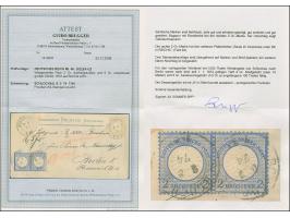 2 Gr. grauultramarin mit Plattenfehler “Beule im Innenkreis unter RE in REICHS” (Feld 94) im waagerechten Paar mit Normalmark