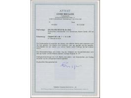 3 Kr. karminrosa im senkrechten Dreierstreifen jeweils mit ERSTTAG-EKr. “FRANKFURT A.M. 1.1.72”. Die Einheit ist oben stärker