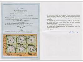 ⅓ Gr. gelblichgrün im angetrennten, senkrechten 6er-Block jeweils mit sehr klarem DKr. “FORST I/L. 31.12.74” auf Briefstück. 