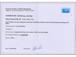 1920, 10 Pfennig auf 20 Pfennig preußischblau mit Doppelaufdruck, zusammen mit 50 Pfennig auf 5 Mark orange, Aufdrucktype III