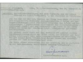 1915, Ganzsachenkarte 4 H. mit unötiger Zufrankatur Germania 10 Pfg. jeweils mit Stempel “LINDI DOA 9.3.15” und viel Text sow