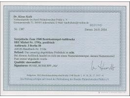 “3/Berlin 58” (Arge 3/16a) auf Arbeiter 2, 60 Pfg. karminrot und 80 Pfg. sowie Taube 1-5 M., 7 Werte, kpl. Schaltersatz mit d