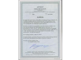 9 Sch. orangegelb, farbfrisch und gut gezähnt, mit blauem Strichstempel und nebengesetztem Ovalstempel “HAMBURG 10/3.65” auf 