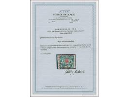 1923, Großes Staatswappen 300 Mark, links ungezähnt, sauber zeitgerecht gestempelt “DANZIG 31.7.23”, tadellos, sehr selten, F