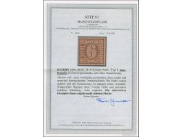 6 Kreuzer dunkelbraunorange, farbfrisch und allseits gleichmäßig breitrandig, , zweiseitig mit durchgehenden Trennungslinien,