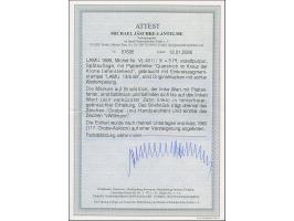 5 Pfg. violettpurpur, 3 Einzelwerte, davon einer mit Plattenfehler 'Querstrich im Kreuz der Krone tiefer stehend', mit jeweil