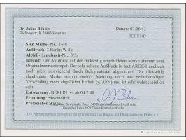 1948, “3/Berlin W 8 a” (Arge 3/5n) auf Arbeiter 10 Pfg., gestempelt mit Fragment eines nicht weiter bestimmbaren Rollstempels