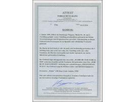 4 Sch. grünoliv und 3 Sch. preußischblau, beide farbfrisch, je voll- meist breitrandig geschnitten, mit sauber aufgesetztem S