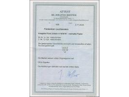 1912, Fürst Johann II. 5-25 H. mittelultramarin auf normalem Papier im kpl. Viererblock-Satz jeweils mit zwei klaren Stempeln