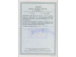 50 Pfg. lebhaftbraunrot, farbfrisch und gut gezähnt, mit sauber aufgesetztem "ZANZIBAR 1./9 90" auf Briefstück. Eine seltene 