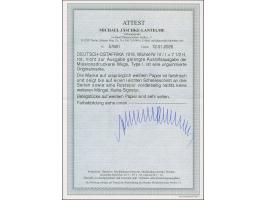 1916,sogenannte 'unvergrabenen Werte' auf weißem Papier: 1 R.,linke obere Bogenecke,2½ H. im Zusammendruck-4er-Block sowie wa