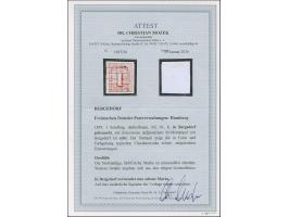 1 Sch. braun, allseits breitrandig mit kreuzweise aufgesetzten Strichstempel. Tadellos. Fotoattest Dr. Mozek BPP (2026)