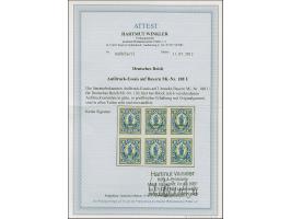 1920, Bayern-Abschied, 1¼ M. kobalt/mittelolivbraun, Aufdruckessay “Deutsches Reich” in grüner Schrift in verschiedenen Varia