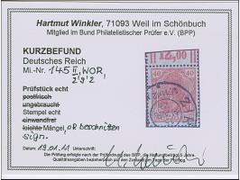1920, Germania 40 Pfg. rot, Walzdruck-Oberrandstück mit Konfiguration “2'9'2”, sauber gestempelt, der Oberrand beschnitten, s