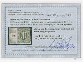 1945, Deutscher Druck, 30 Pfg. grünoliv, gez. 11½:11, linkes Seitenrandstück, links ungezähnt, postfrisch, tadellos, Befund W