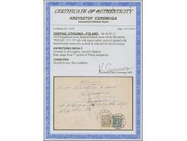 1919, Coat of Arms 25 and 50f. tied by cds. “WILNO 25 5 19” to registered cover with red boxed censor mark alongside to Hudde