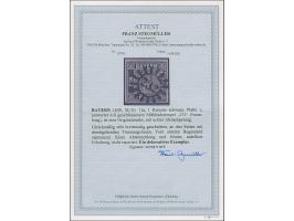 1849, 1 Kr. schwarz, Platte 1, gleichmäßig sehr breitrandig geschnitten mit Zwischenlinien und vom unteren Bogenrand, sauber 