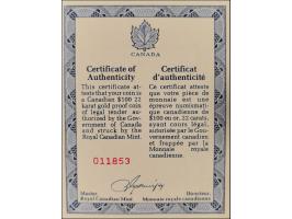 KANADA: 100 Dollar, 1978, 16,965 gr. 916/1000, Goldmünze, Polierte Platte in Etui mit Zertifikat&nbsp;