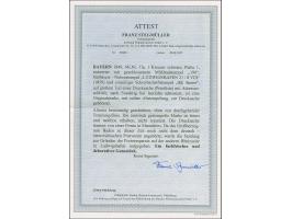 1849, 1 Kr. schwarz, Platte 1, farbfrisch und allseits breitrandig geschnitten, oben mit durchgehender Trennungslinie, sauber