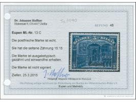 1920, 5 Franc blau, gezähnt 14 ¾:15, postfrisch, ausgabetypisch gezähnt, tadellos, selten, Befund Hoffner BPP (2015)