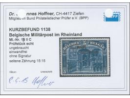 1920, 5 Franc blau, Aufdrucktype II, gezähnt 14 ¾:15, sauber ungebraucht, tadellos in ausgabetypischer Zähnung, Kurzbefund Ho
