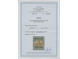 1921, Großes Staatswappen 10 M.grau/rot im waagerechten Seitenrandpaar, Probedruck ohne Rosettenunterdruck auf gummiertem Pap