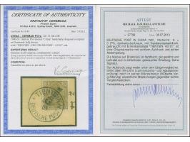 1900, Handstempel 3 Pfg., farbfrisch und gut gezähnt, sauber mit Stempel “TIENTSIN 4/2 01” auf Briefstück, tadellos, Fotoatte