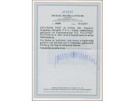 PETSCHILI: Kiaoutschou 3 M. violettschwarz, farbfrisch, teils gering unregelmäßig gezähnt, sauber mit EKr. “K.D. FELD-POSTSTA