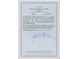 1905, Kaiseryacht 1 $. schwärzlichblau, 26:17 Zähnungslöcher, mit Retusche “Wertziffer 1 kreuzweise schraffiert”, farbfrisch 