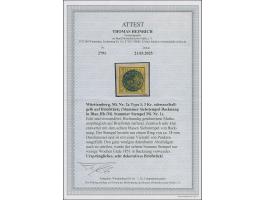 BACKNANG, der stumme Siebstempel, zentrisch und klar abgeschlagen auf 3 Kr. auf gelb, allseits breitrandig, auf kleine Briefs