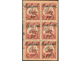 "Arahoab 12/12 08" jeweils sauber handschriftlich auf senkrechtem 6er-Block 10 Pfg. auf Postanweisungsabschnitt mit Ankunftss