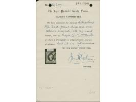 ¼ Sch. grün/karmin, der Fehldruck, farbfrisch und gut gezähnt, sauber mit Kreisbogenstempel "HELIGOLAND" entwertet, mit den ü