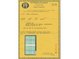 1883/99, ½ d. , coulor trial in green, 8 pairs, imperforated between, in gutter block (folded at gutter), mint never hinged, 
