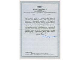 3 Kr. auf grün, voll- bis breitrandig, mit zentrisch auf- und zusätzlich nebengesetztem Uhrradstempel "10" (Kuppenheim) und n