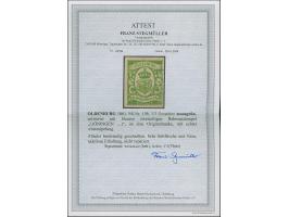 1861, ⅓ Sgr. moosgrün, farbfrisch und allseits breitrandig, leicht entwertet durch Ra. von Löningen. Tadellos. Fotoattest Ste