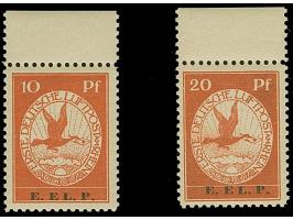 1912, Flugpost Rhein/Main E.EL.P. 10 und 20 Pfg. jeweils mit Oberrand, postfrisch, in tadelloser Erhaltung, unsigniert mit Fo