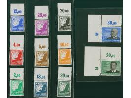 1934, Flugpost 5 Pfg.-3 M. mit liegendem Wasserzeichen komplett, bis 100 Pfg. je mit Oberrand, die beiden Höchstwerte jeweils