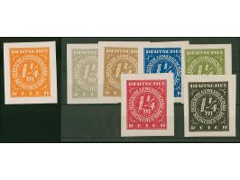 1922, Gewerbeschau München 1 ¼ Mark, sieben verschiedenfarbige ungezähnte Essays im Großformat auf Kunstdruckpapier ohne Gumm