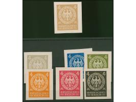 1922, Gewerbeschau München 4 Mark, sieben verschiedenfarbige ungezähnte Essays im Großformat auf Kunstdruckpapier ohne Gummie