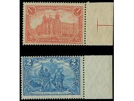 1915/19, Kriegsdruck mit Zähnungslöcher 26:17 1 und 2 M. jeweils mit rechtem Rand, postfrisch, in tadelloser Erhaltung, 1 M. 