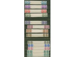 1954, Definitives 10-25 and 35-90 s. as imperforated proofs in gutter-strips of 4, ungummed, 50 c. folded in the gutter and o