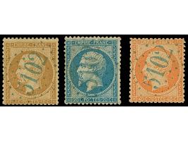 TULCEA: "5102", GC in blue, clear and central strikes on Napoleon perforated 10 c., 20 c. and 40 c. Small faults, 40 c. re-pe