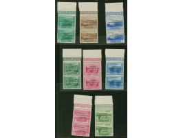 1943, Verwaltungsausschuss 25 Cent - 5 Lire, je im waagerechten Oberrandpaar, der untere Wert einheitlich mit Aufdruckfehler 