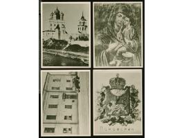 1941(ca,), vier schwarz-weiß Fotos, einmal mit dem Postamt wo die Post eröffnet wurde (das Hauptpostamt war zerstört), einmal