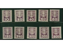 1921, Kleines Staatswappen 10-800 Pfg. dunkelbraunviolett, alle 10 Werte, postfrisch, tadellos, sign. Oechsner BPP bzw. Twore