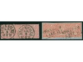 1 Gr. im waagerechten 3er-Streifen mit 2 sauberen Abschlägen des Anlandestempels &nbsp;"STOCKHOLM K: K: 9 6 1871"sowie 3 Einz