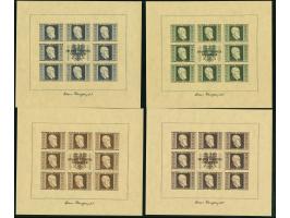 1946, Renner 1-5 S. geschnitten auf gelbem Japanpapier, kpl. Kleinbogensatz, postfrisch, tadellos